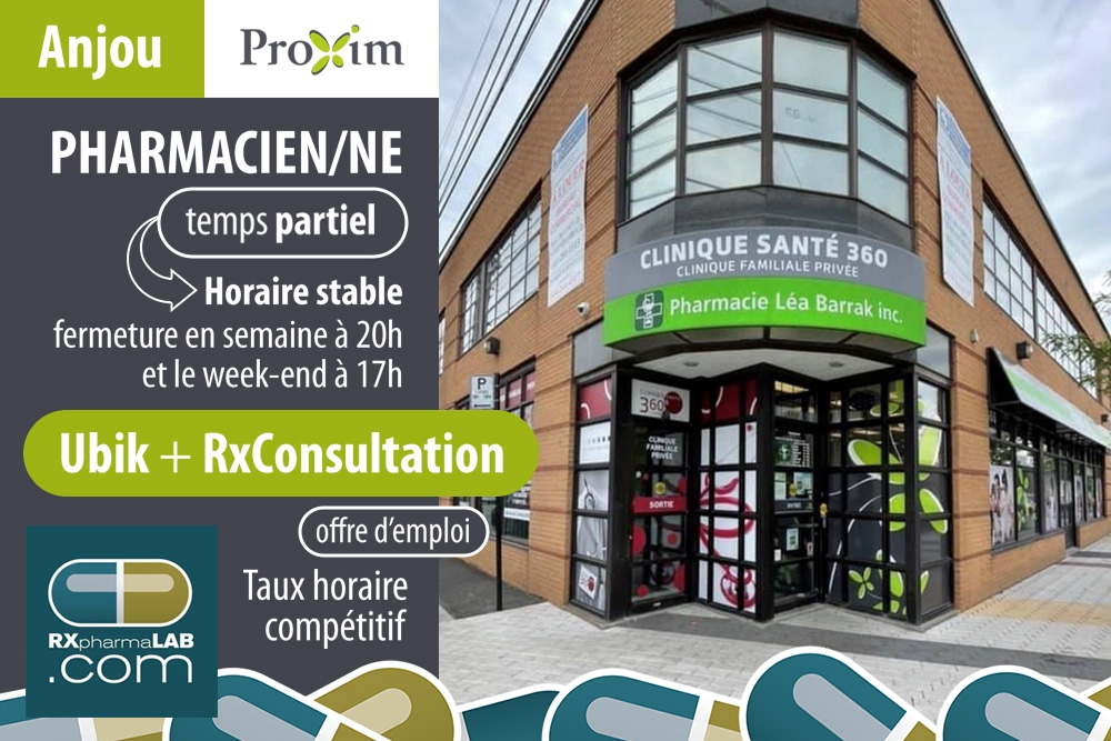 Emplois en PHARMACIE ATP poste à l'OPQ et plusieurs pharmacies