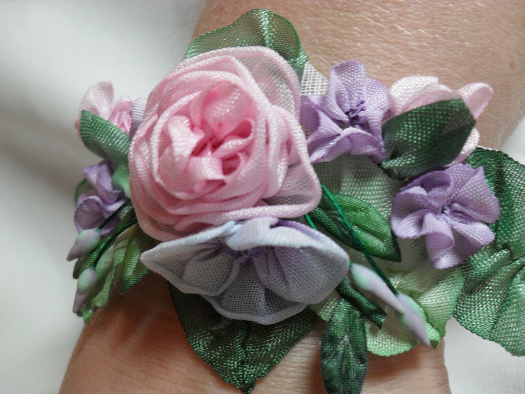 RIBBON WORK FLOWERS BRIDE FLOWERS BOUQUET