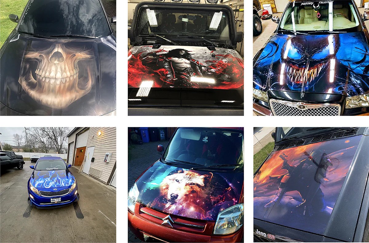 Custom Image Cover Car Hood Wrap Vinyl Decal Full Color Graphics Sticker Favor Graphics