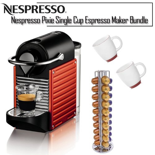 For Sale Nespresso C60 Pixie Single Cup Espresso Maker Red Bundle Coffeesty