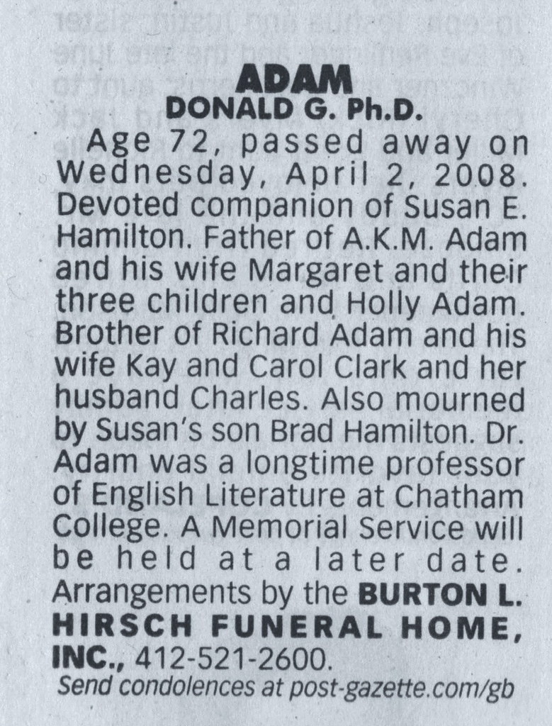 PITTSBURGH POST GAZETTE OBITUARY PITTSBURGH POST GAZETTE OBITUARY