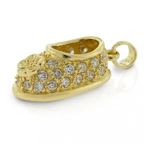 GOLD BABY SHOE CHARM SHOE CHARM 1 CARAT WHITE GOLD RING