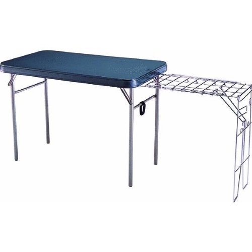 FOLDING CAMP TABLE WITH GRILLING RACK. WITH GRILLING RACK ANTIQUE