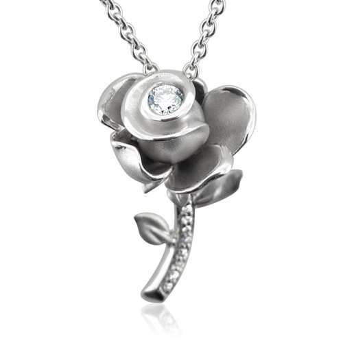 STERLING SILVER ROSE PENDANT STERLING SILVER 2008 W BURNISHED