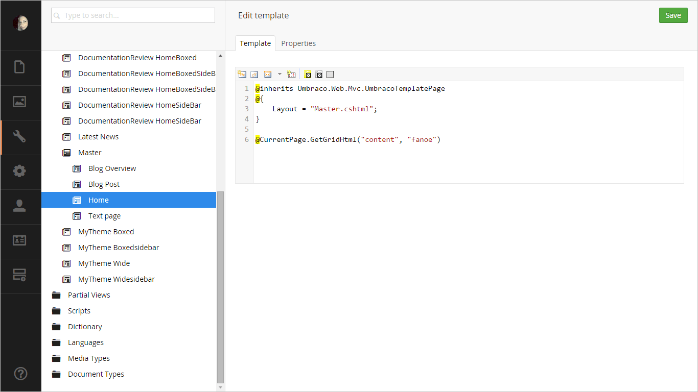 Set the Master Template BindTuning Umbraco Themes Set the Master Template BindTuning Umbraco Themes