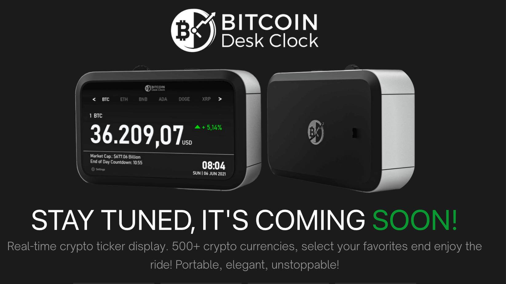 Coming Soon bitcoin desk clock