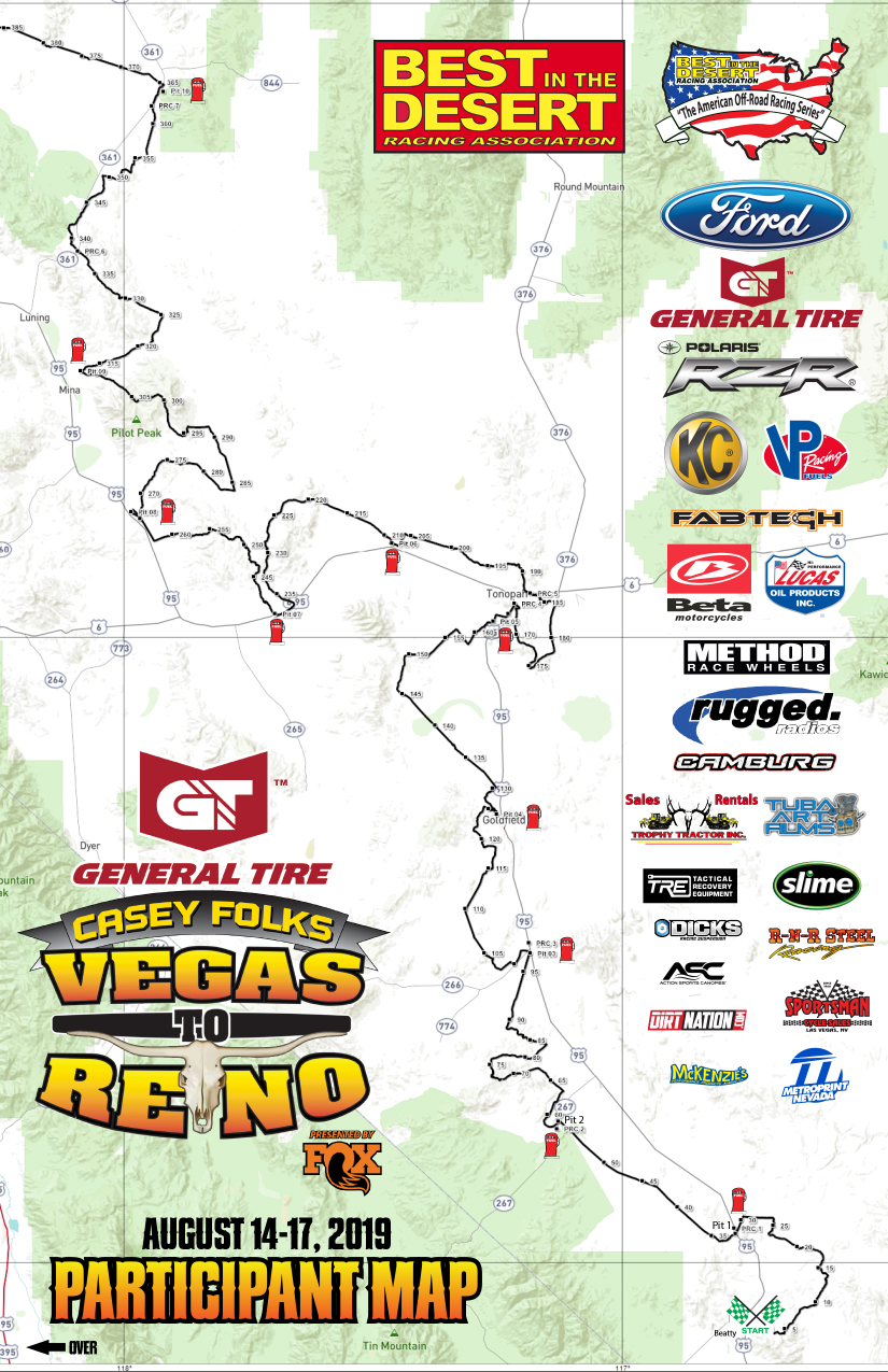2019 General Tire Casey Folks "Vegas To Reno" Map Best In The Desert