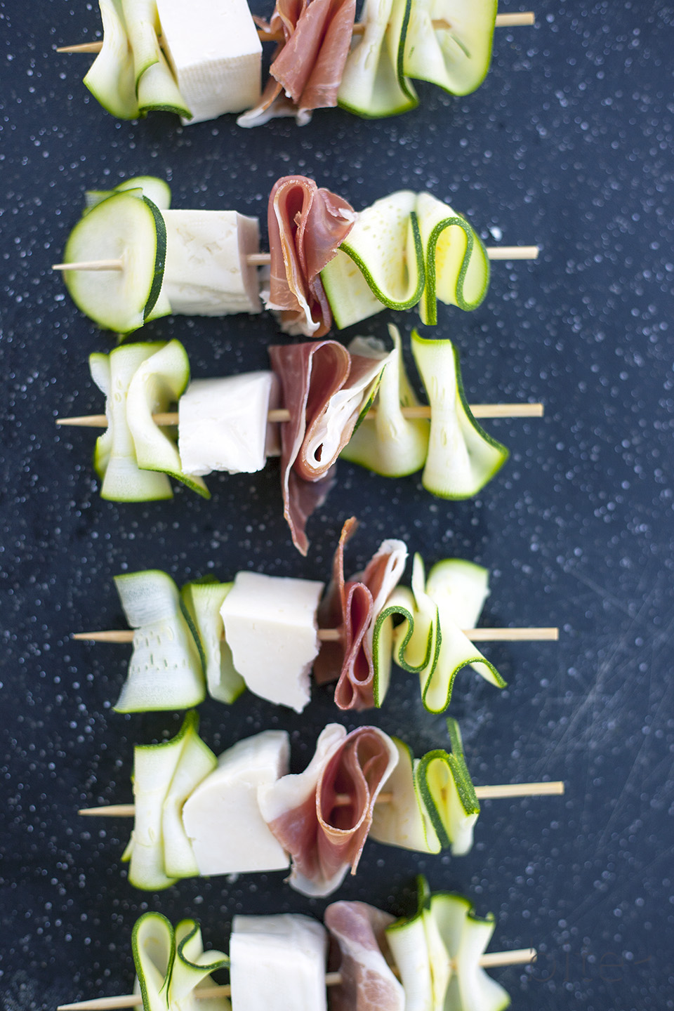 grilled zucchini, haloumi and prosciutto skewers deelishious! bite