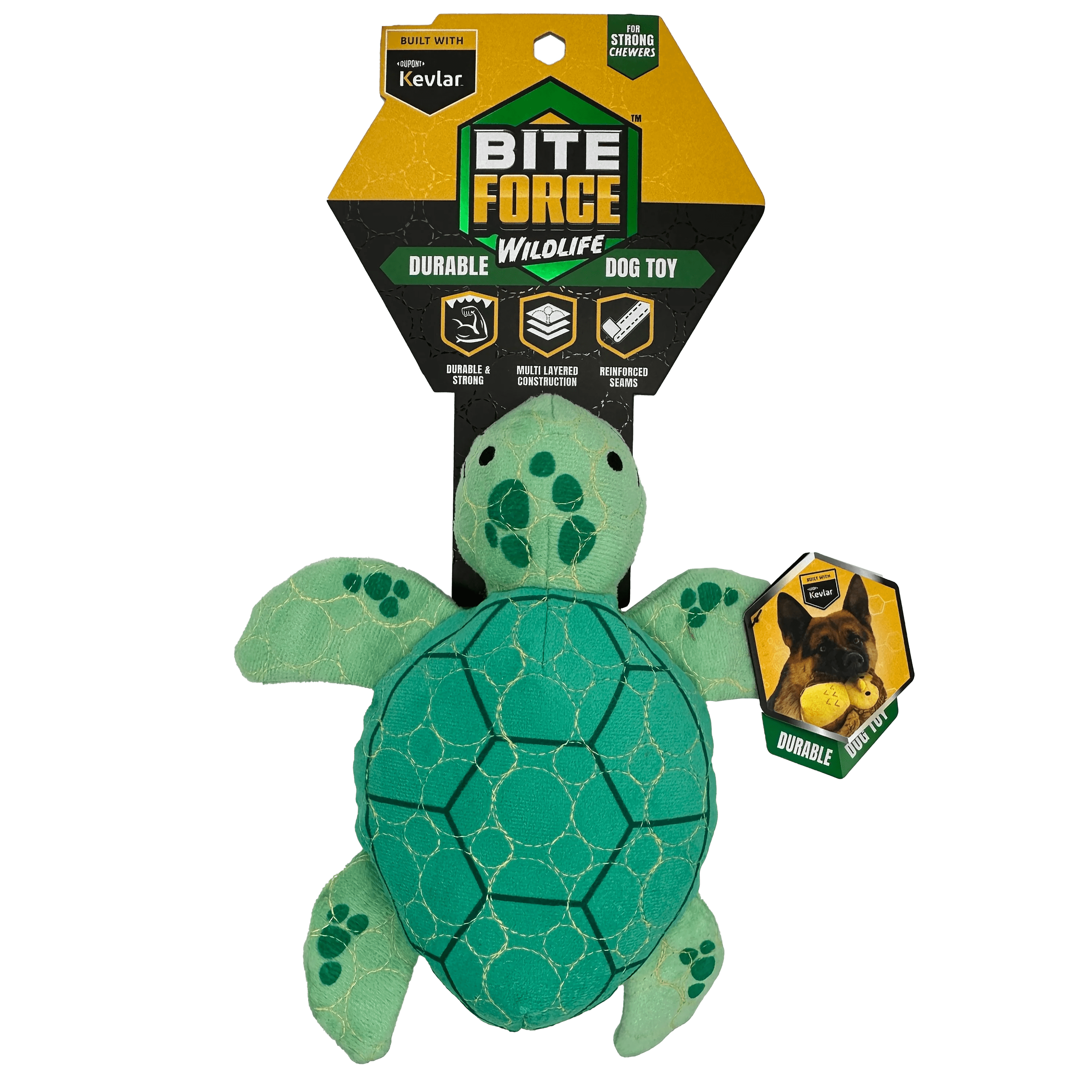 Bite Force Built w. Kevlar Tough Plush Turtle Dog Toy