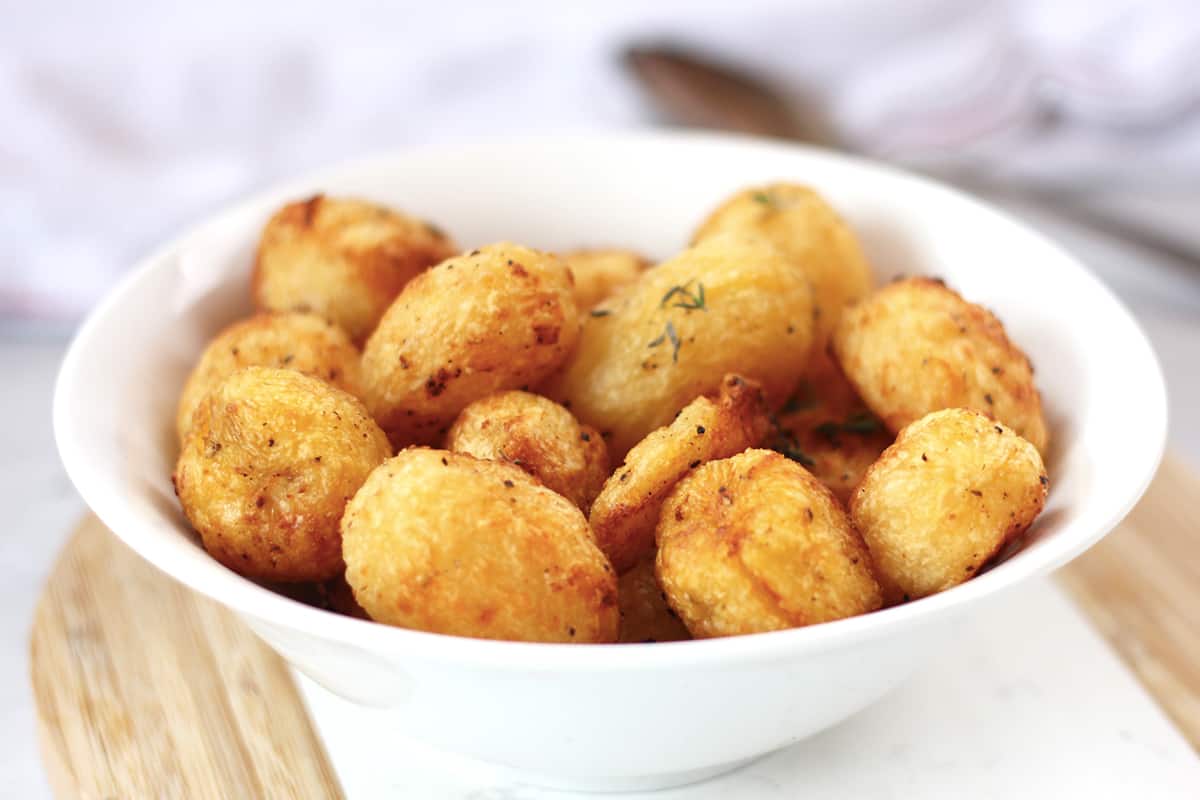 Air Fryer Roasted Canned Potatoes Bite On The Side