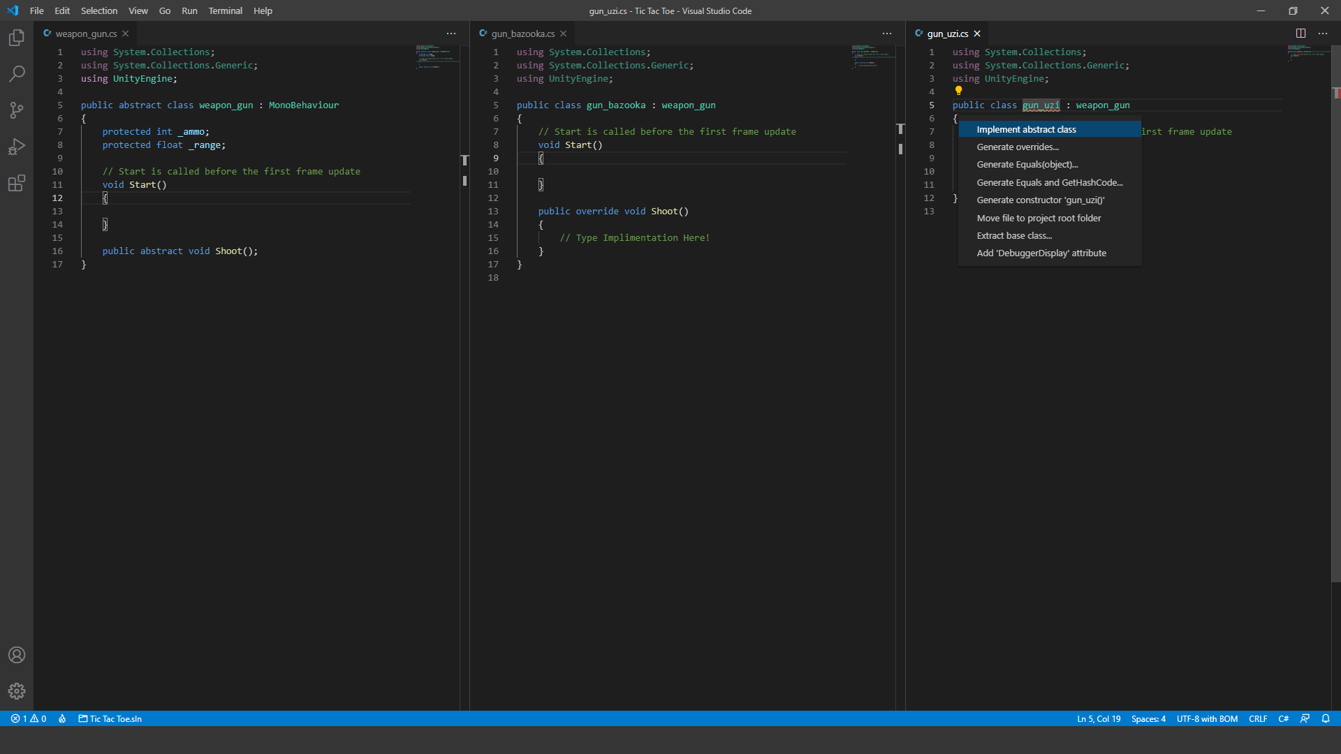 Abstract Class & Abstract Method in C Unity Game Development
