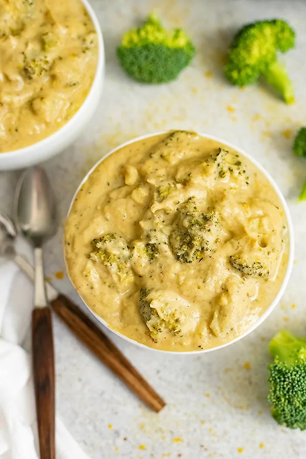 Low Carb Cheesy Broccoli Cauliflower Soup (Vegan) Bites of Wellness
