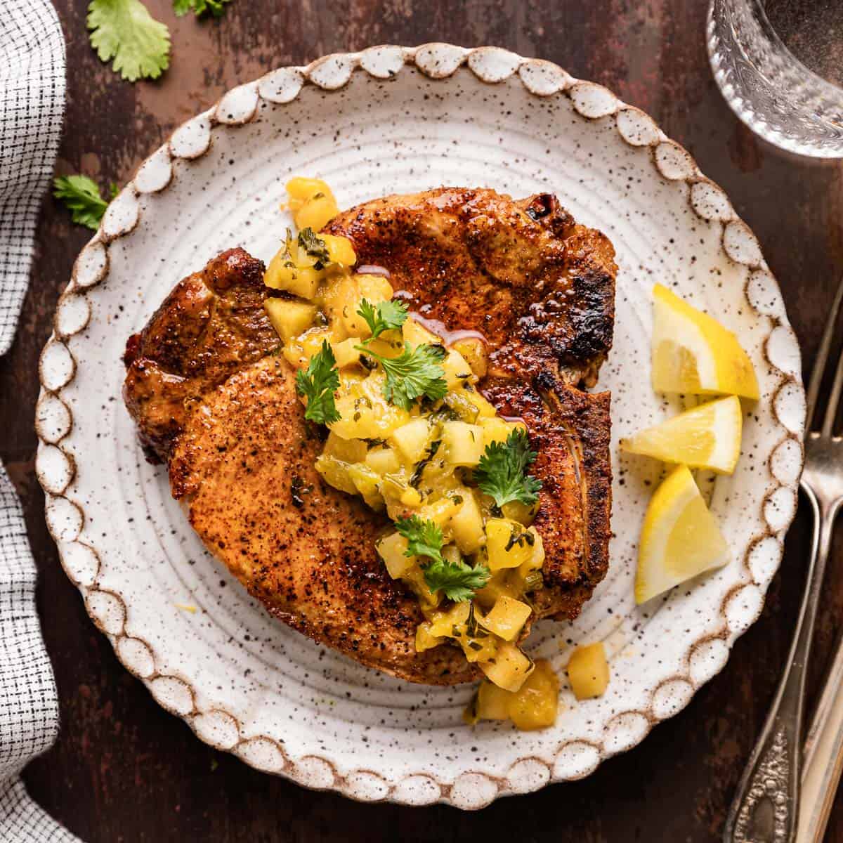 Air Fryer BoneIn Pork Chops (No Breading) Bites with Bri