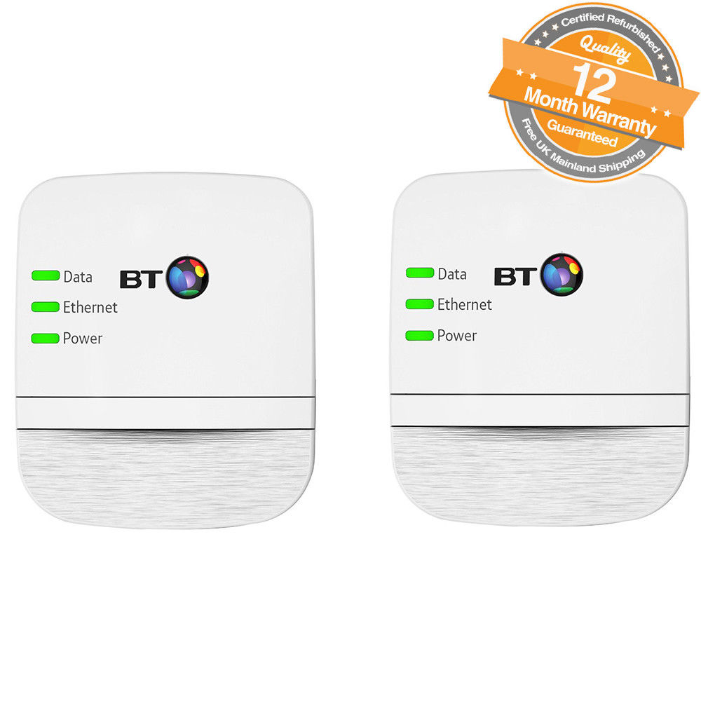 BT Home Broadband Extender 600 Kit Powerline Adapter Twin Pack of 2 in