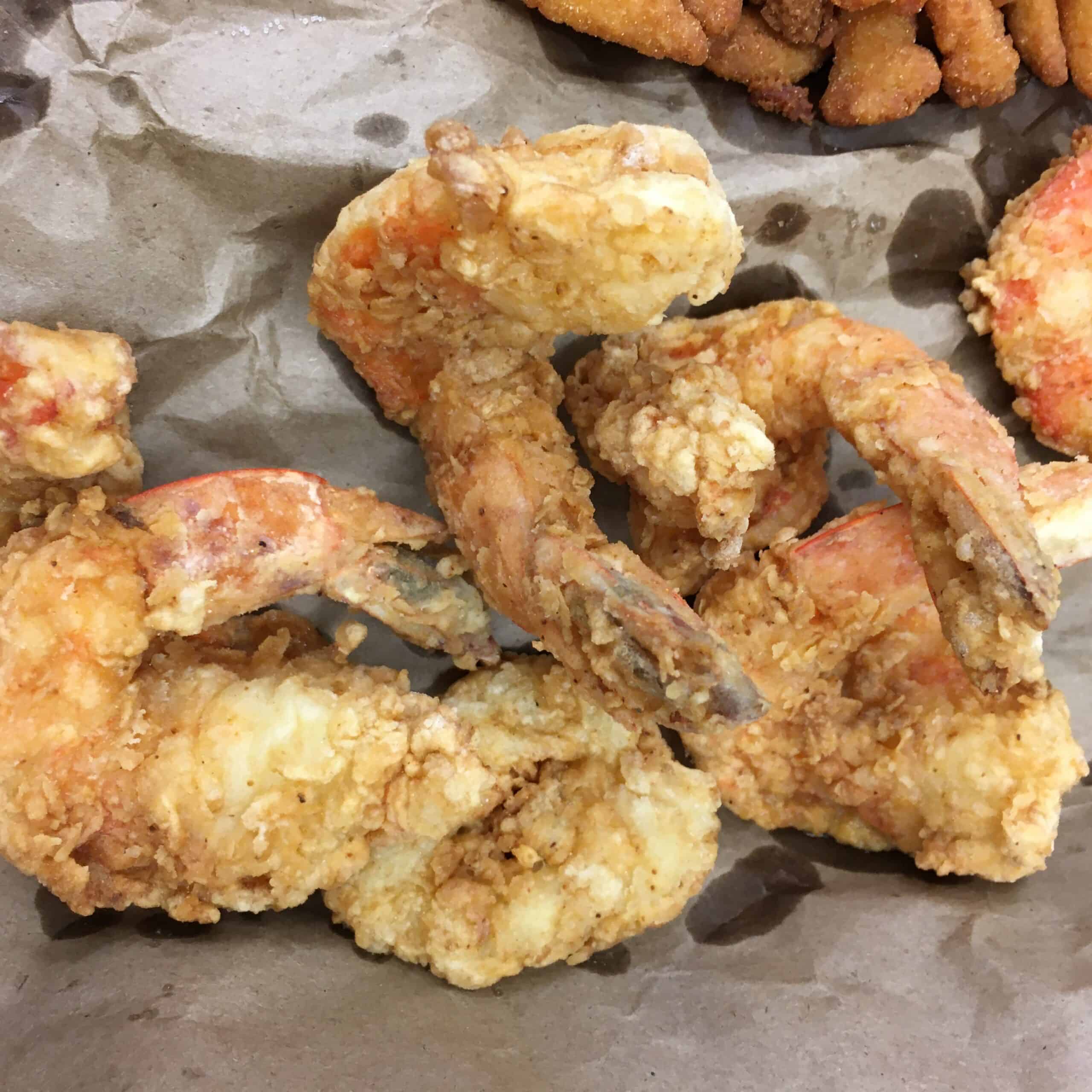 Light and Crispy Fried Wild Gulf Coast + Argentine Red Shrimp Biting