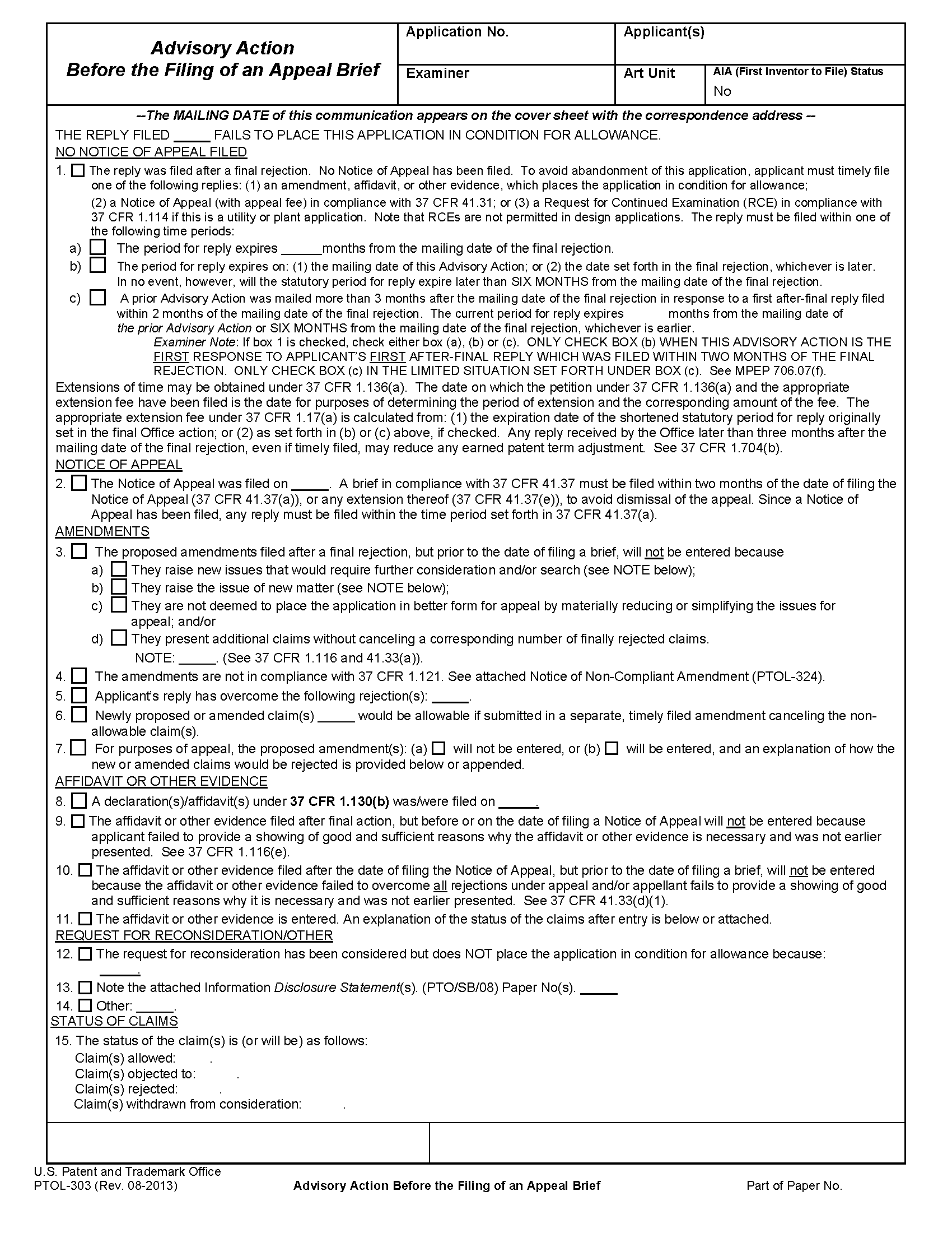 MPEP 1206 Amendments and Affidavits or Other Evidence Filed With or