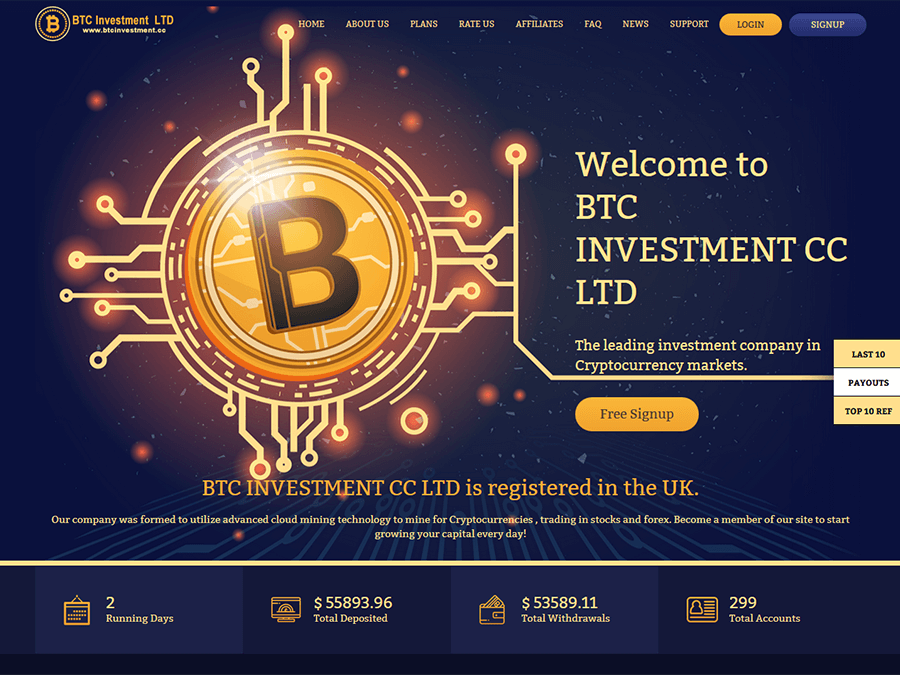 BTC Investment CC LTD (btcinvestment.cc) НЕ ПЛАТИТ почасовой доход от