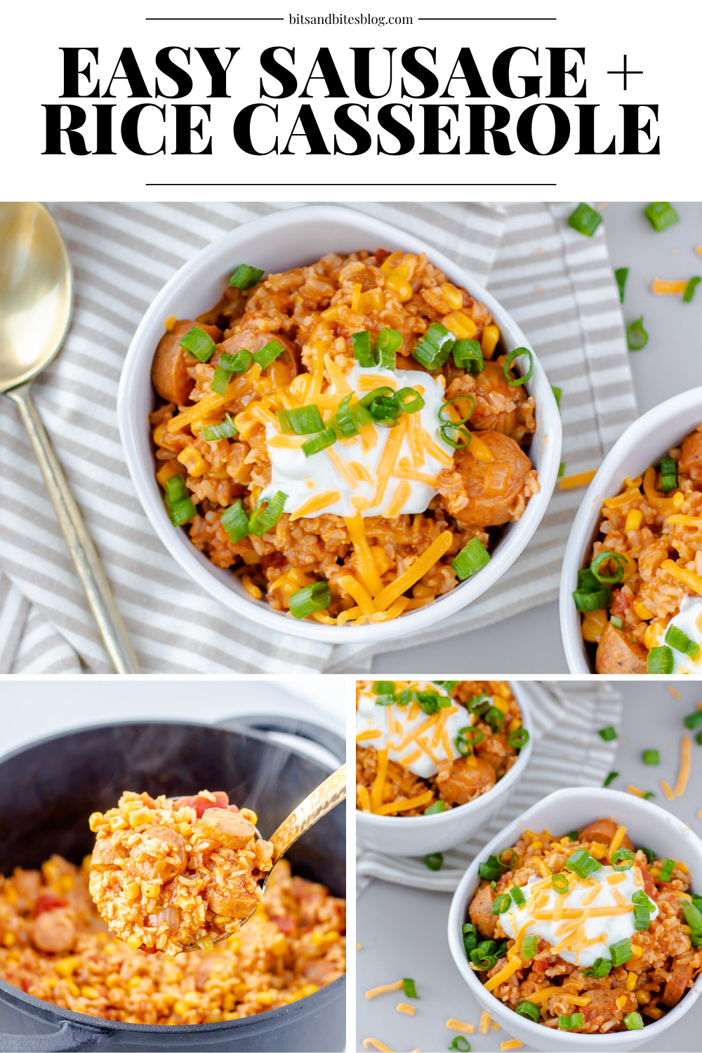 EASYSAUSAGEANDRICECASSEROLE bits and bites