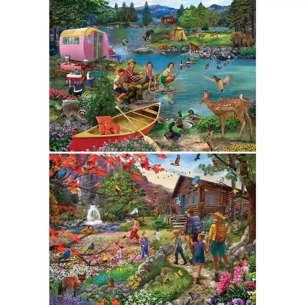 Set of 2 Bigelow Illustrations 300 Large Piece Jigsaw Puzzles Bits