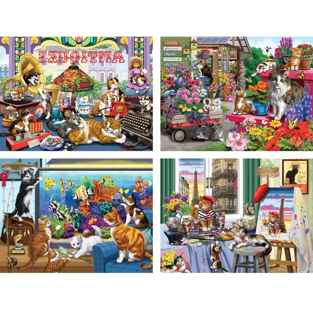 Set of 4 Nancy Wernersbach Jigsaw Puzzles Bits and Pieces Bits and