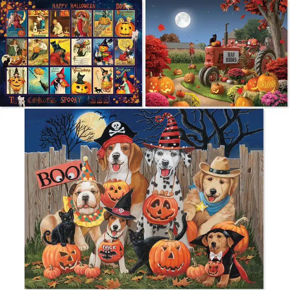 Set of 3 Halloween Jigsaw Puzzles Bits and Pieces Bits and Pieces