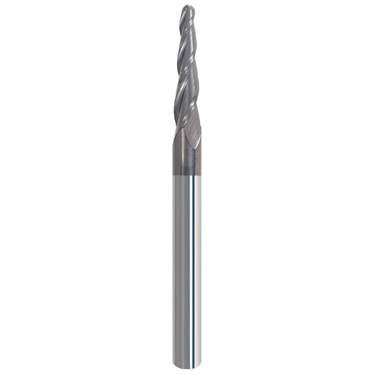 *Astra Coated* 1/8" Ball 3.5 Degree 3 Flute Tapered End Mill