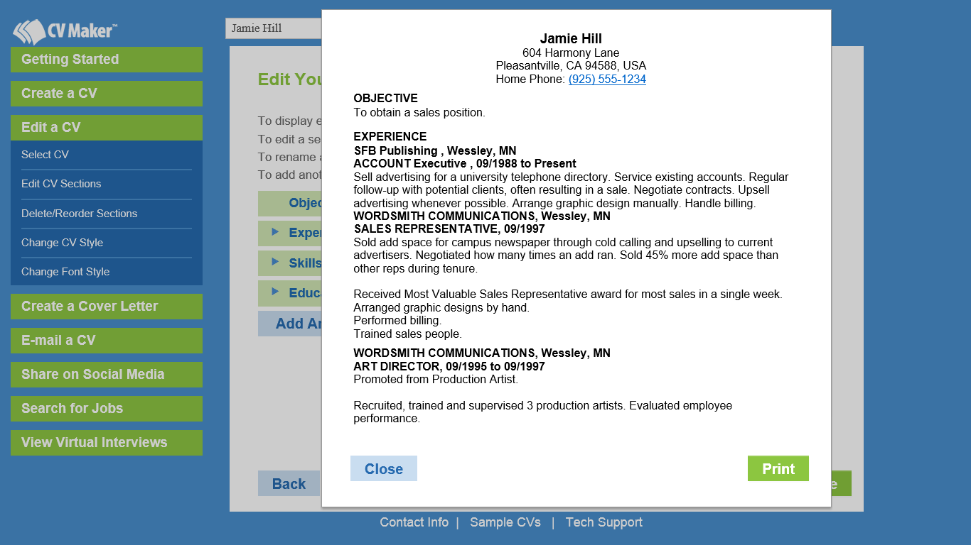 CV Maker Job Search & Business Card Software Download for PC