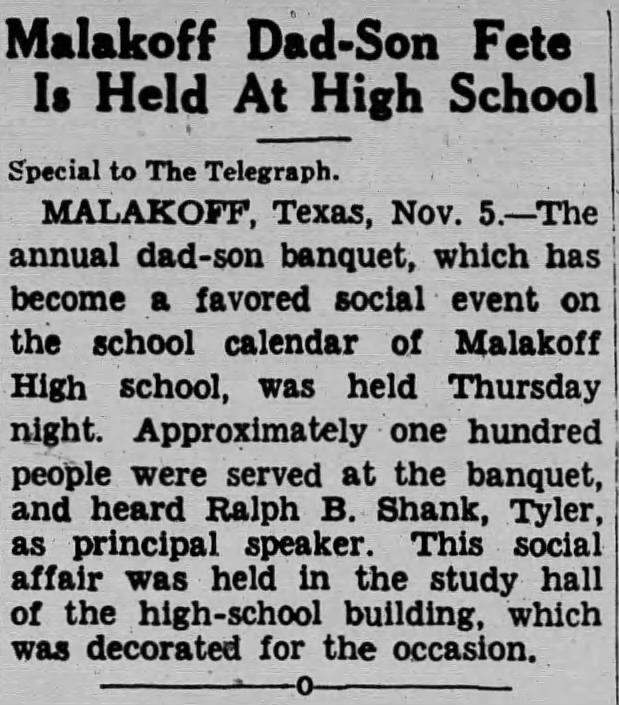 Malakoff DadSon Fete is Held at High School bitsfrombritt