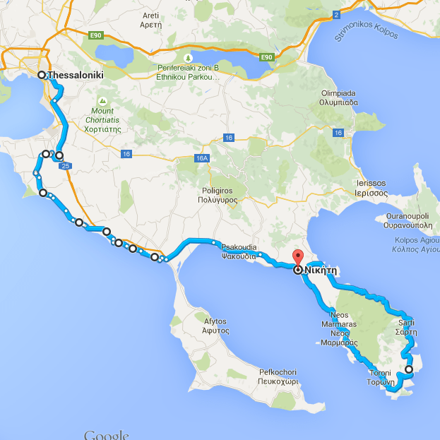 Nikiti Grece Carte Conquering Greece Day 1 Thessaloniki to Nikiti BitsOfMyMind