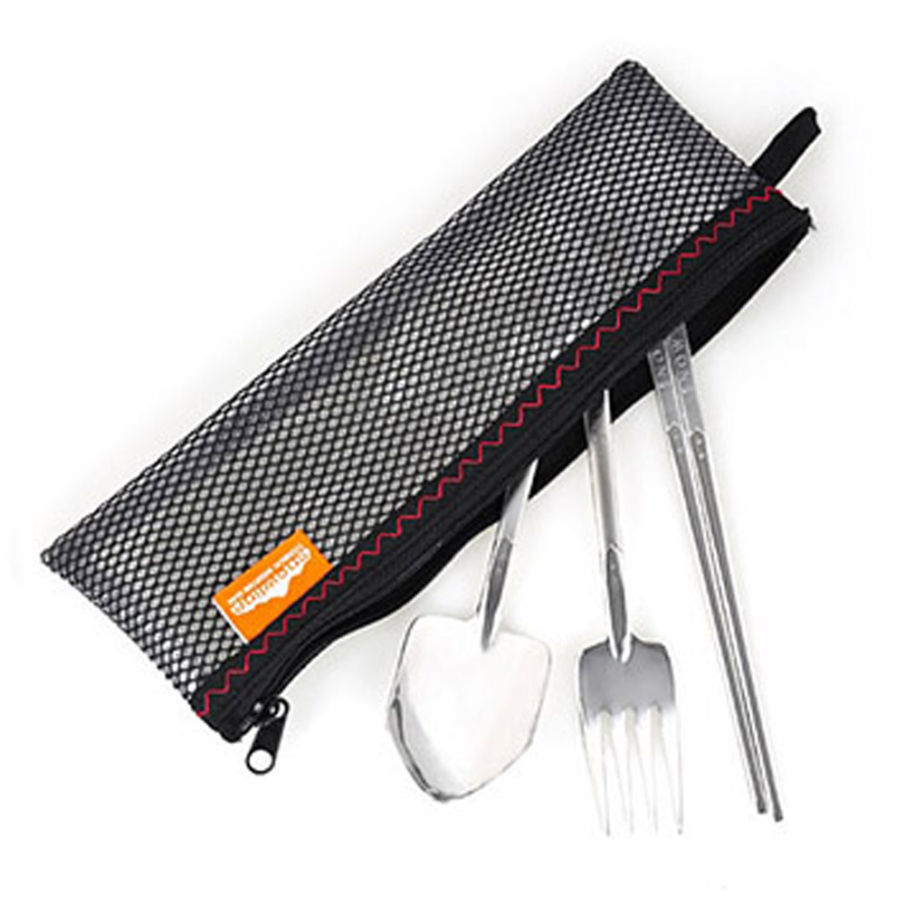 Stainless Camping Spoon Fork Chopstick Set Tableware Cutlery Portable