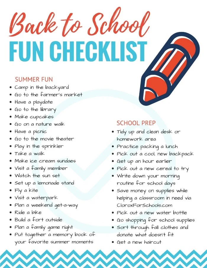 Back to School Fun Checklist Bitz & Giggles