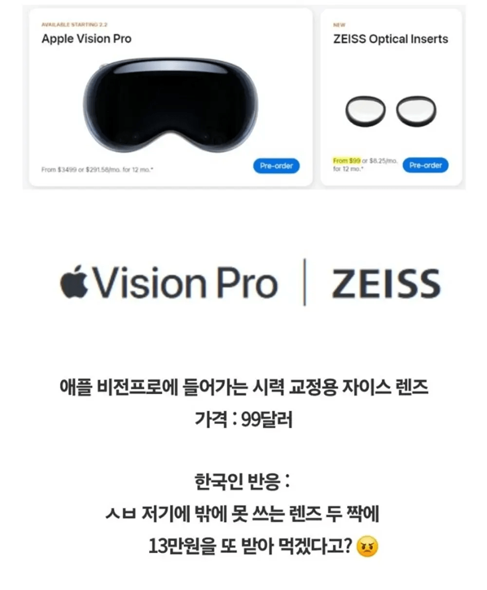 미국, 유럽 VS 한국, 애플 비전프로 옵션에 대한 반응