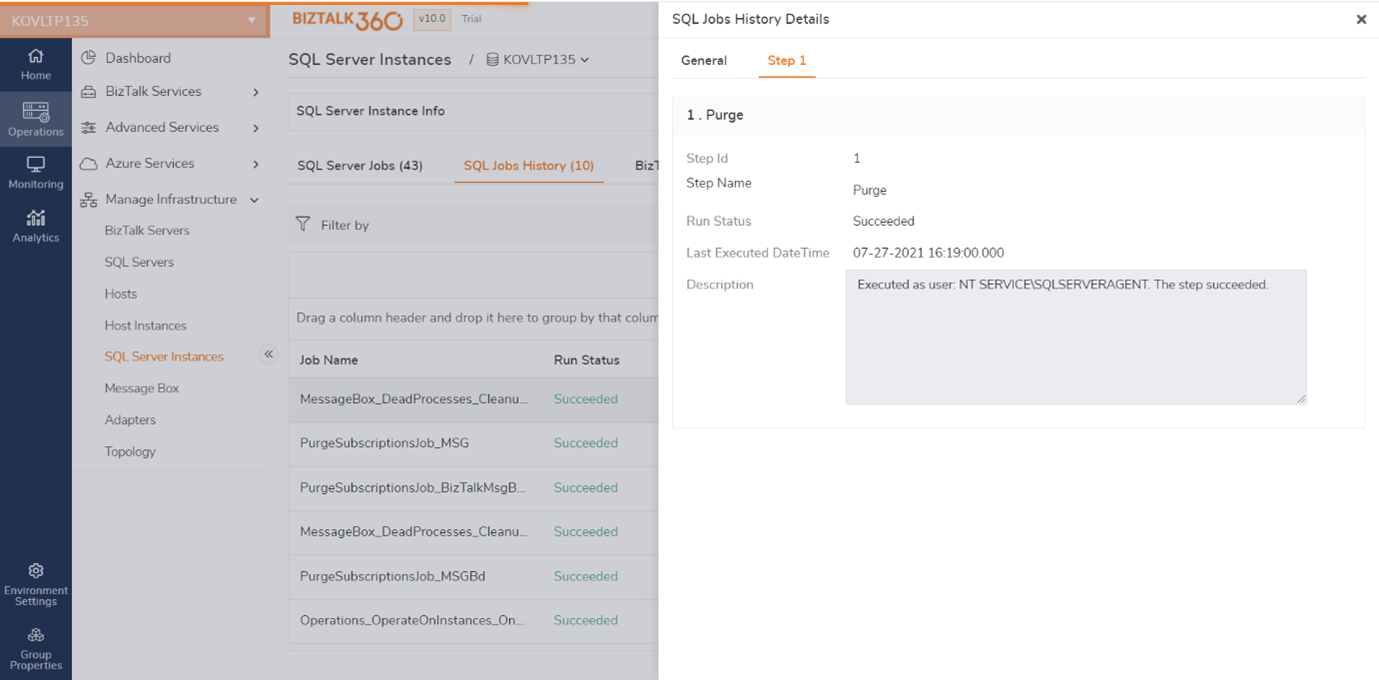 SQL Jobs History Feature in BizTalk360 v10.0 BizTalk360