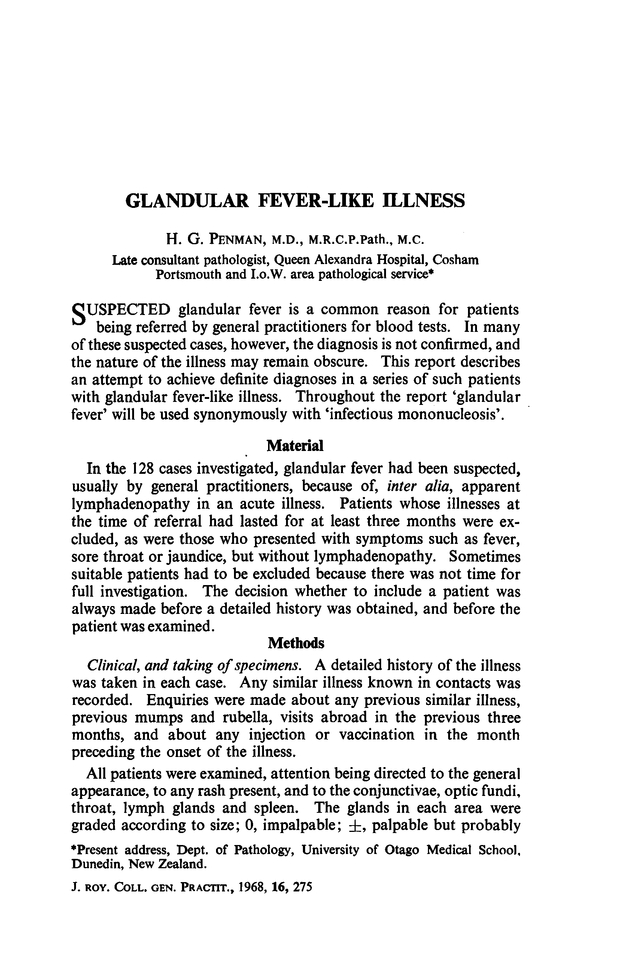 Glandular feverlike illness. British Journal of General Practice