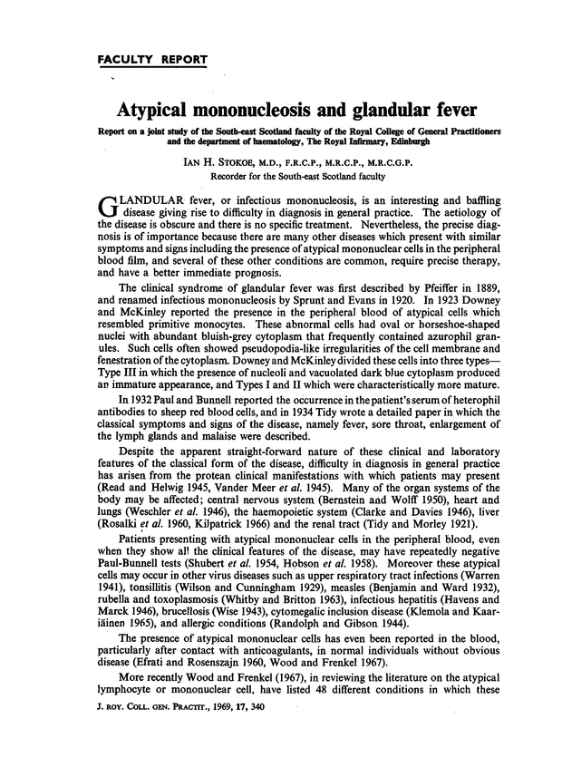 Atypical mononucleosis and glandular fever. British Journal of