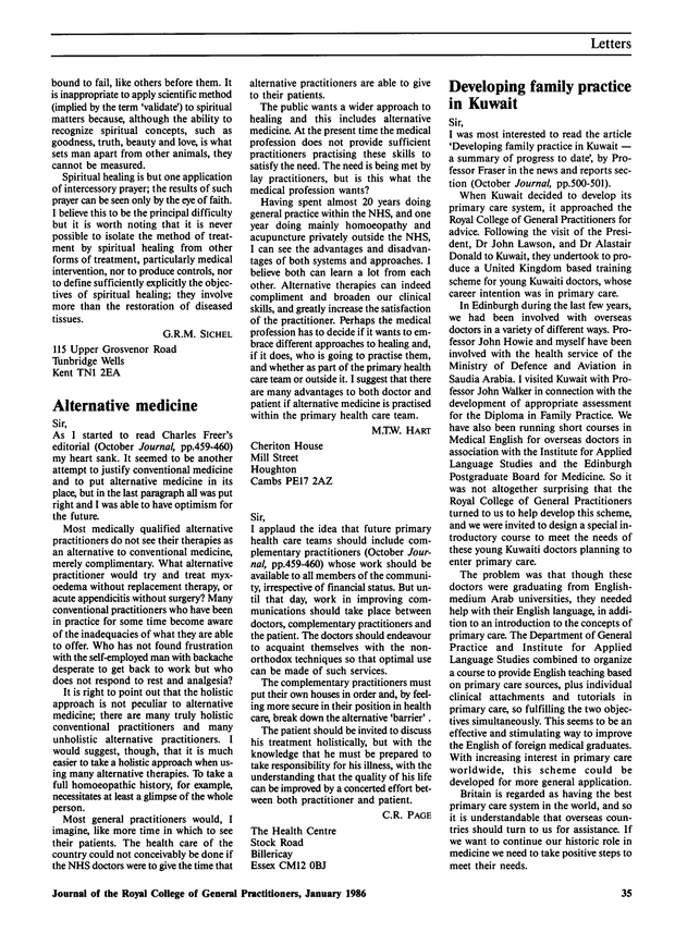 Alternative medicine British Journal of General Practice