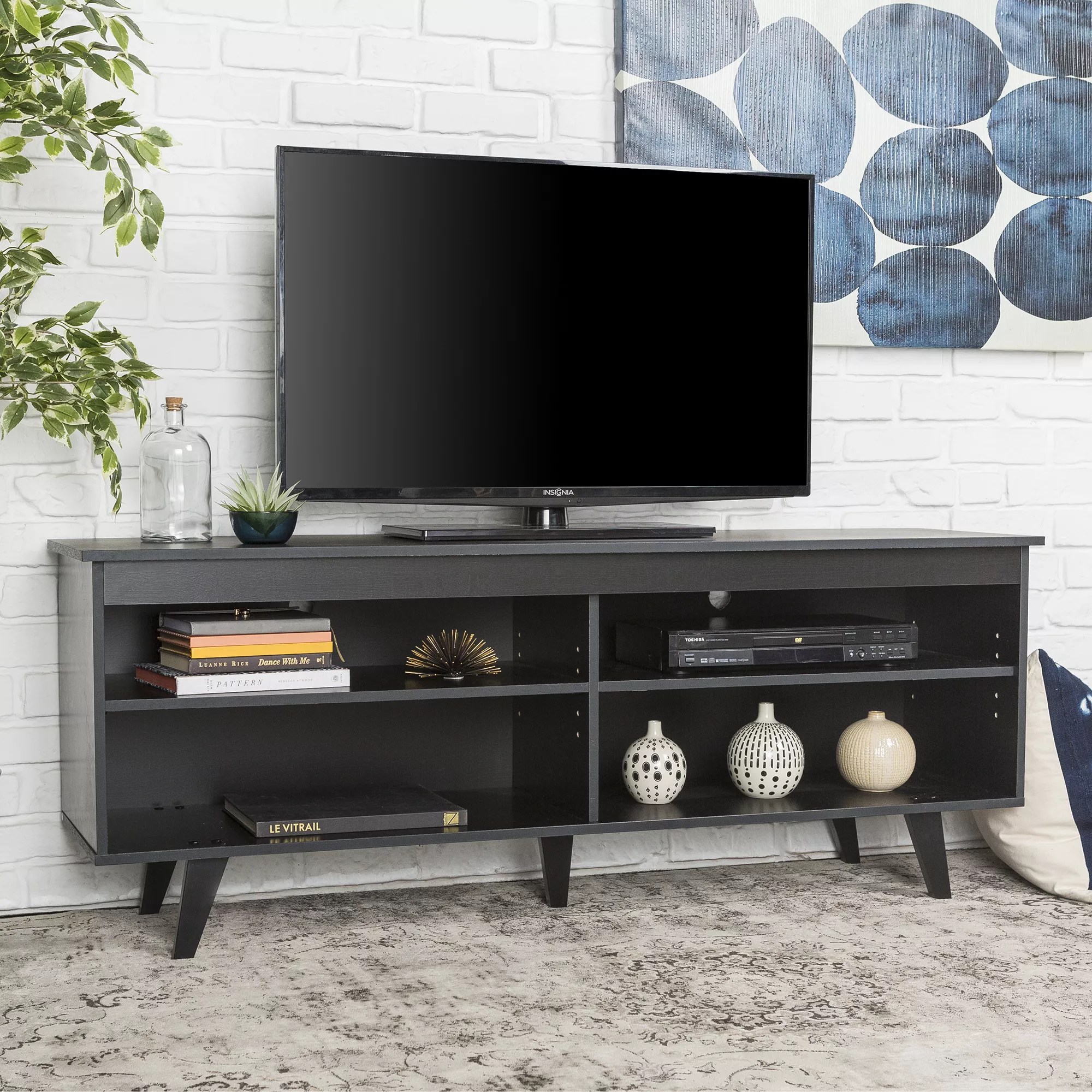 58" W. Trends Simple Contemporary Wood TV Console Black BJs
