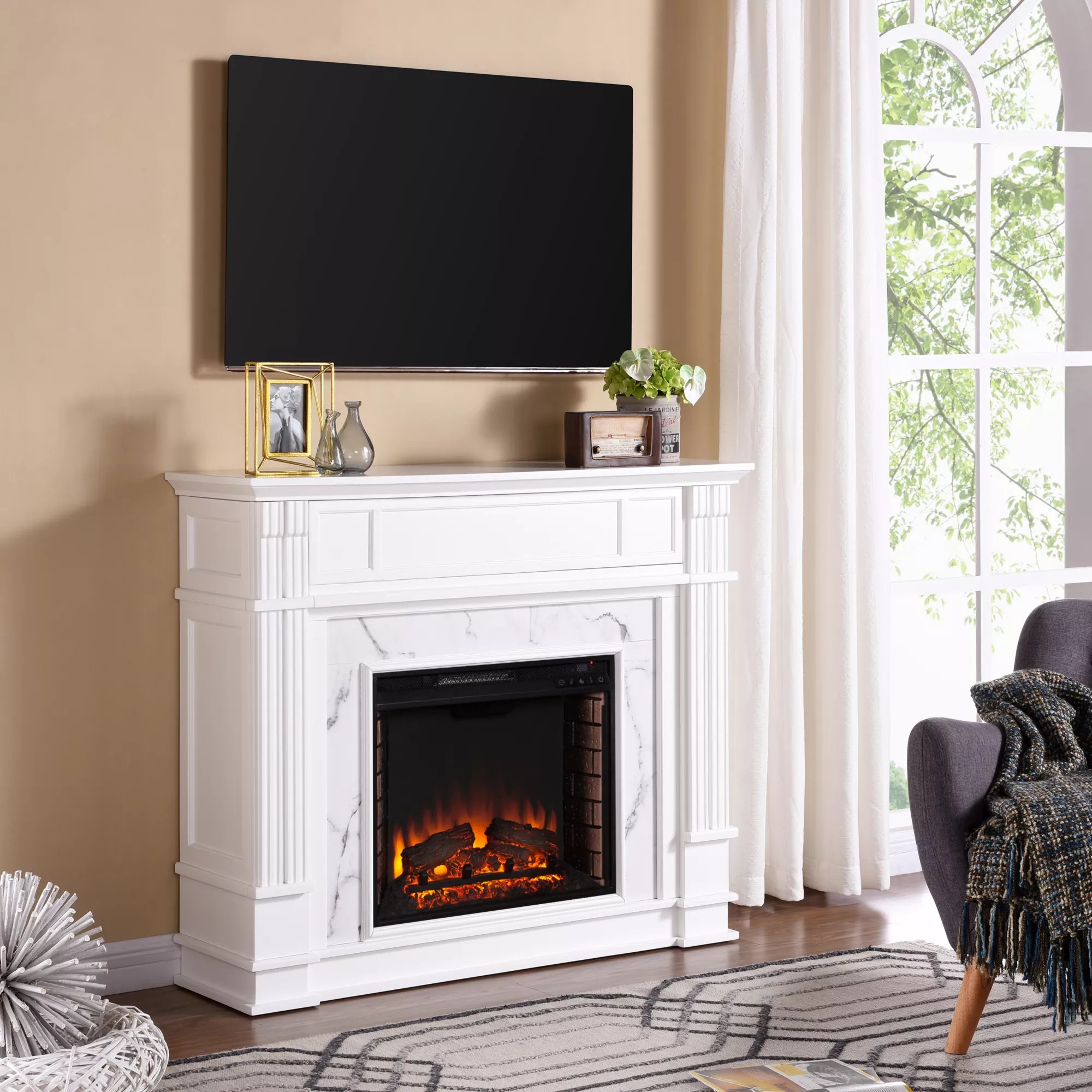 Faux Marble Electric Fireplace I Am Chris
