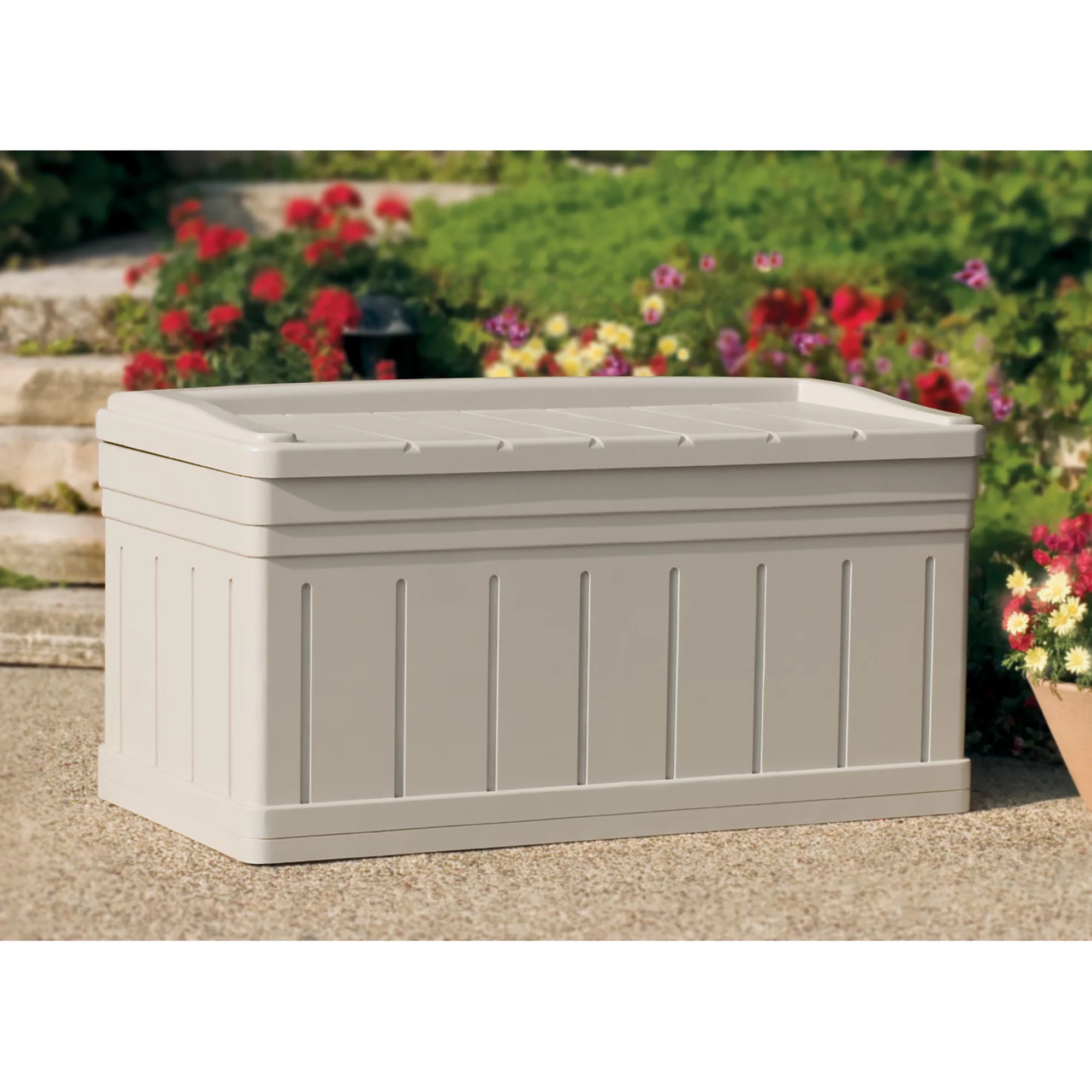 Suncast 58 W X 32 D Gray Plastic Deck Box 200 Gal Ace, 58 OFF