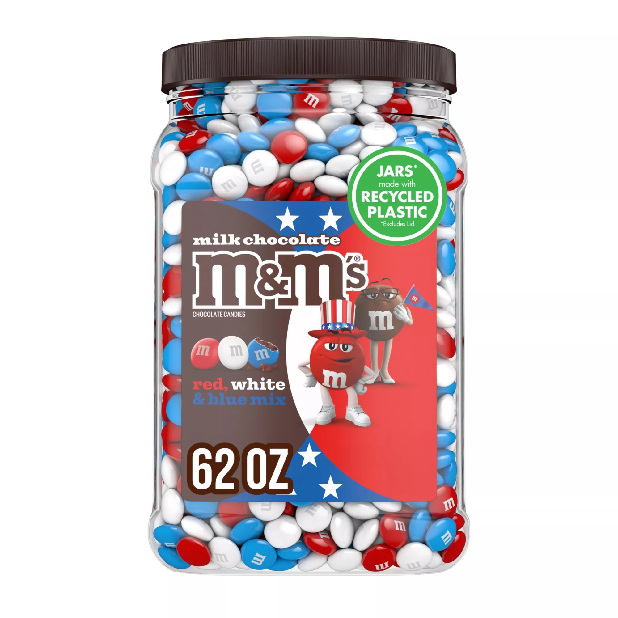 M's Red, White & Blue Mix Milk Chocolate Candy Value Pack, 62 oz. BJ