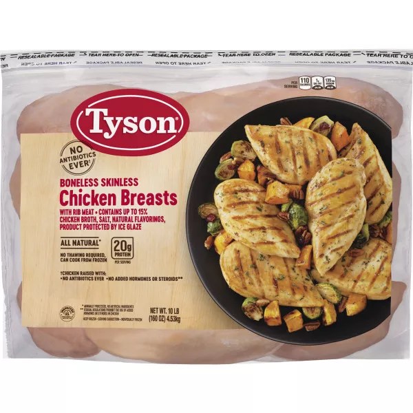 Tyson Frozen Boneless Skinless Chicken Breast Tenderloins BJs Wholesale