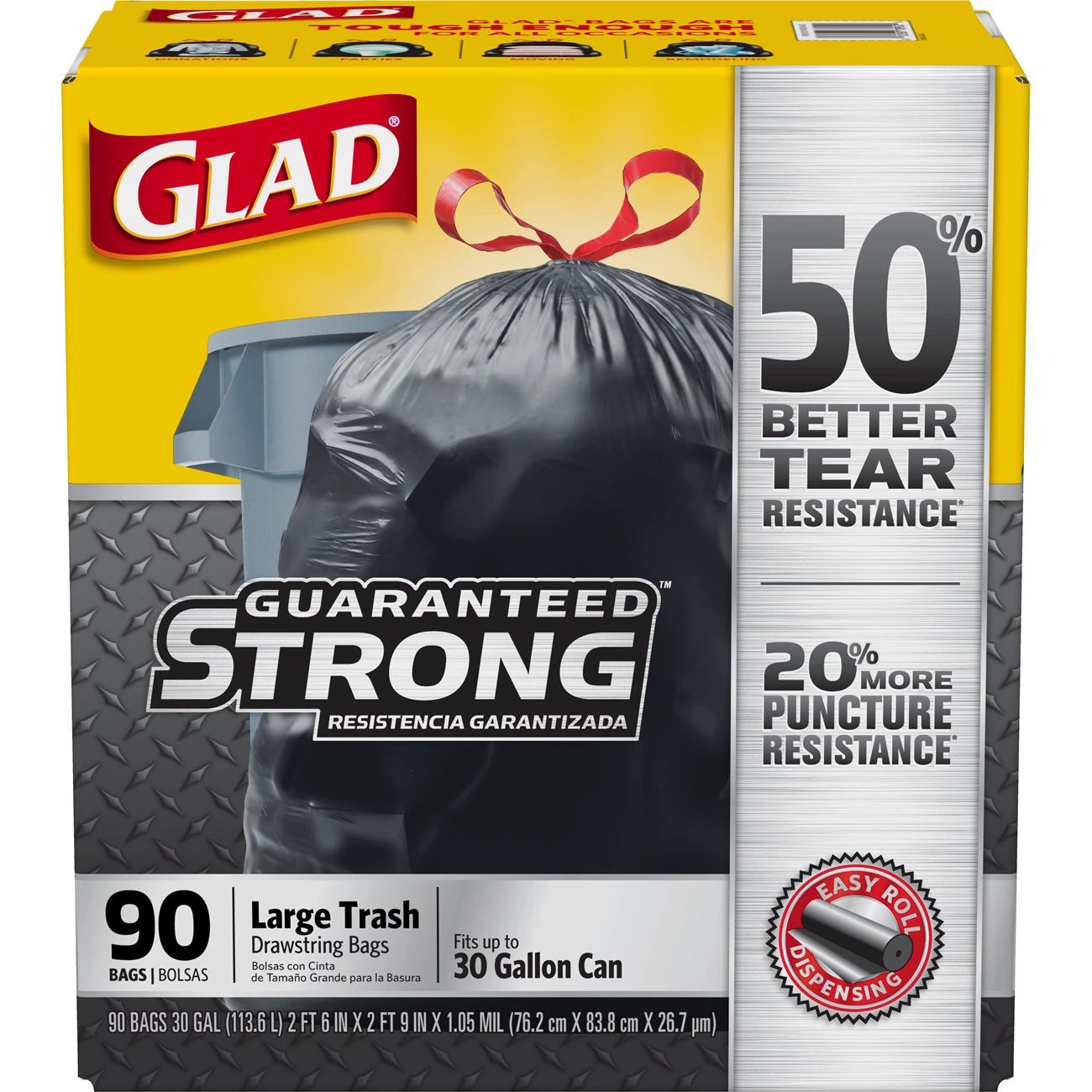 Glad 30gal. Black Drawstring Plastic Trash Bags BJs Wholesale Club