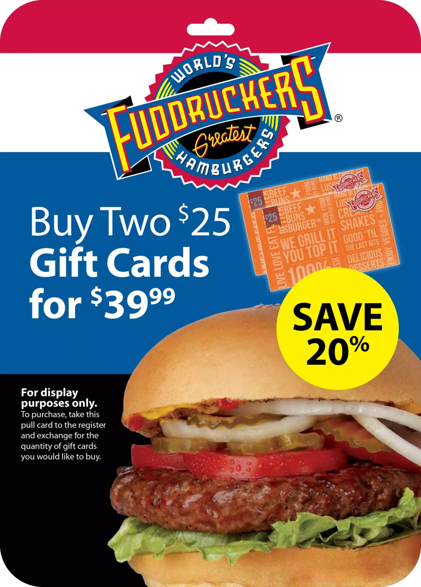 25 Fuddruckers Gift Card, 2 pk. BJs Wholesale Club