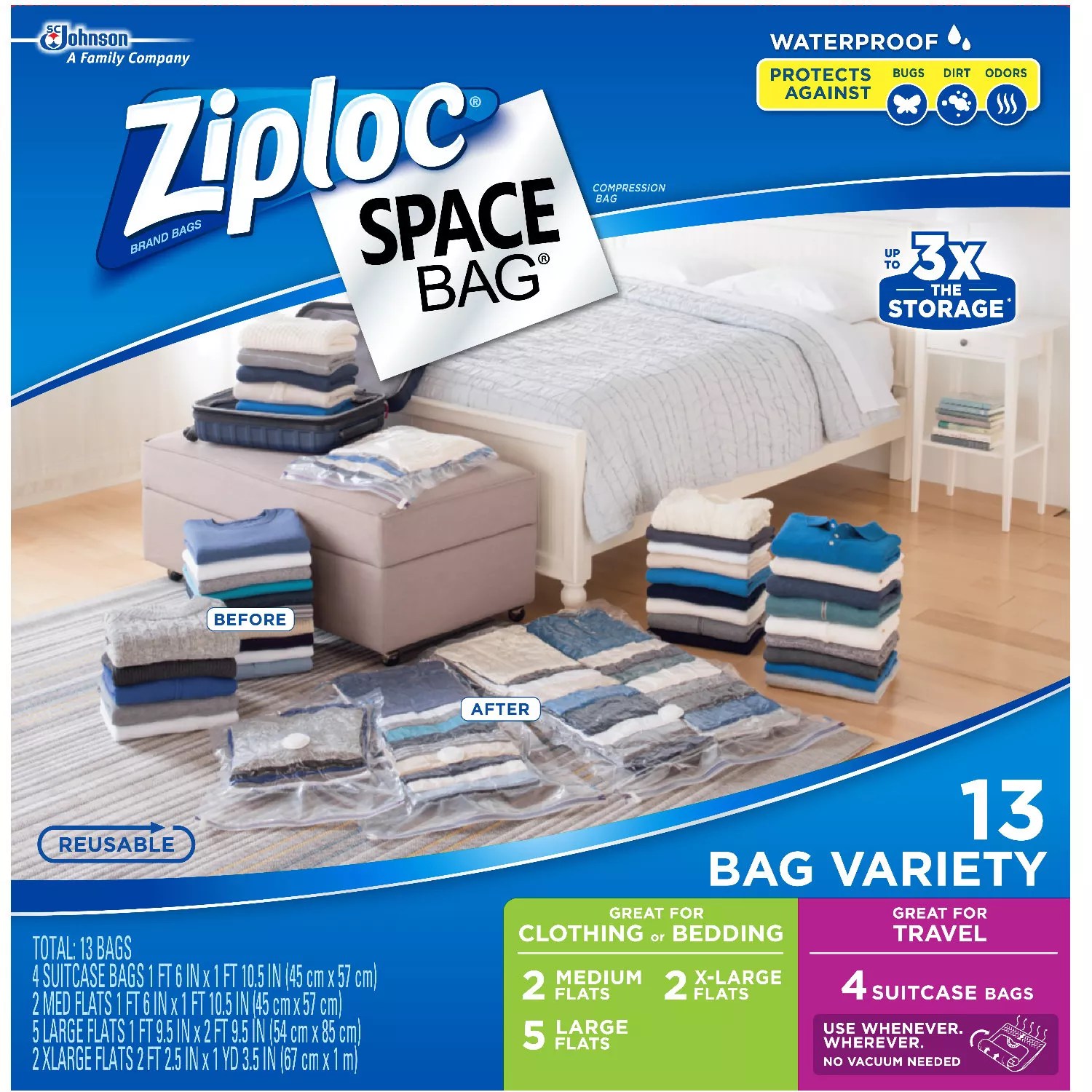 Ziploc Space Bags Variety Pack, 13 ct. Clear BJ's Wholesale Club