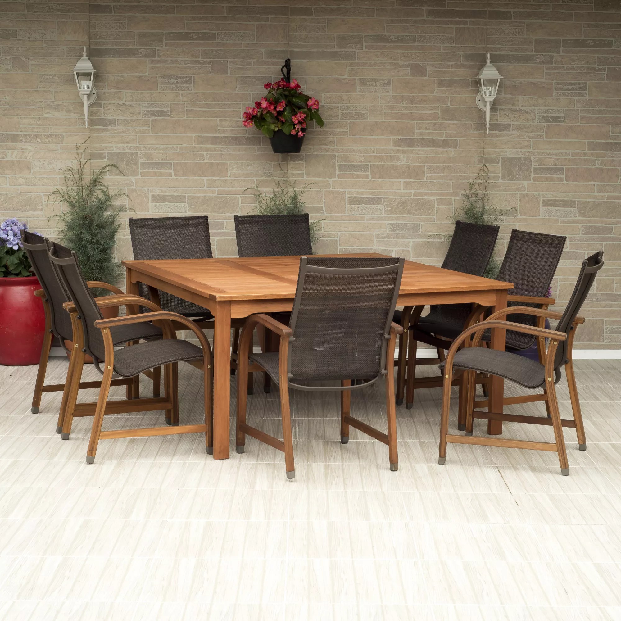 Amazonia Indiana 9Pc. Square Eucalyptus Outdoor Dining Set BJ's
