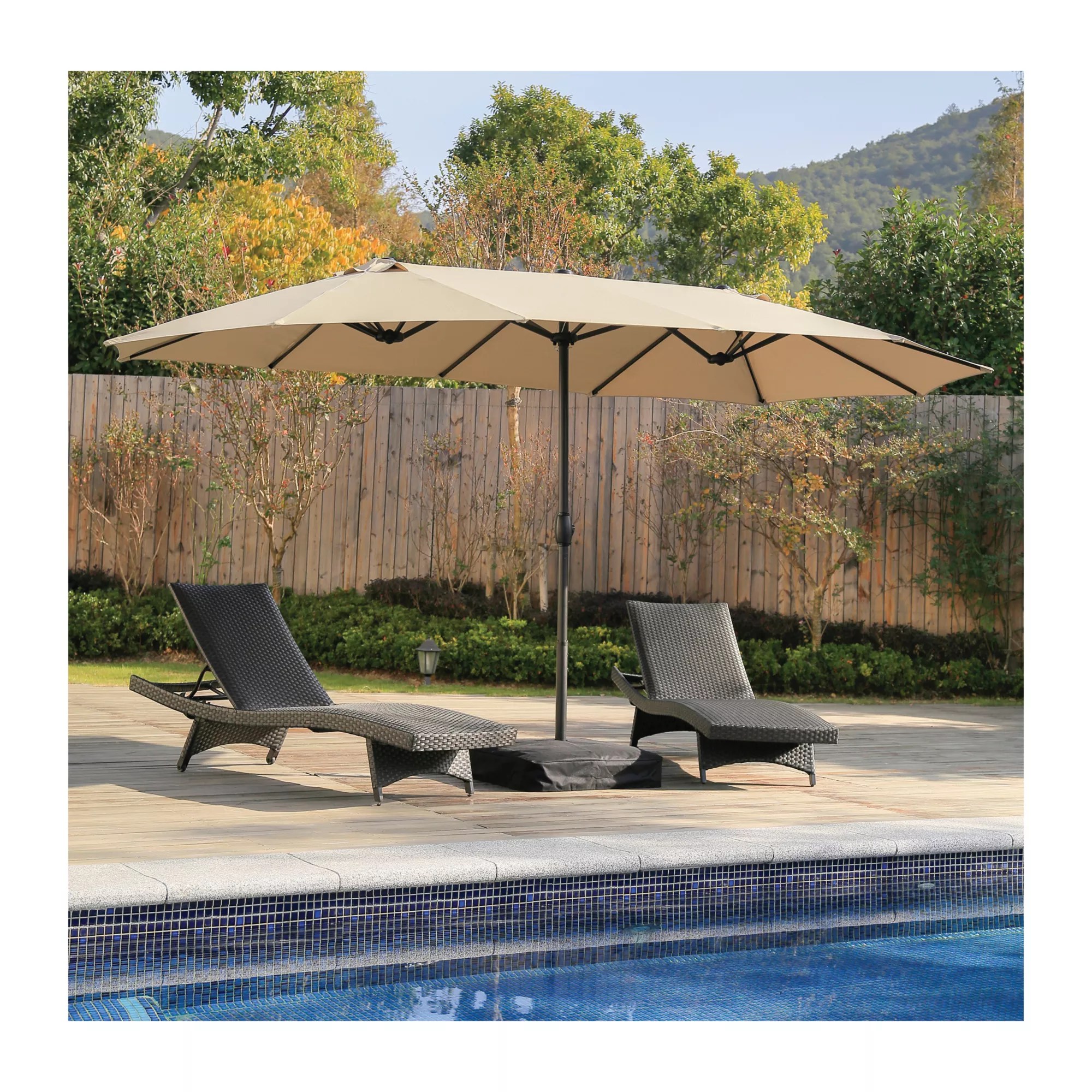 Berkley Jensen 15' Twin Umbrella with Base BJ's Wholesale Club