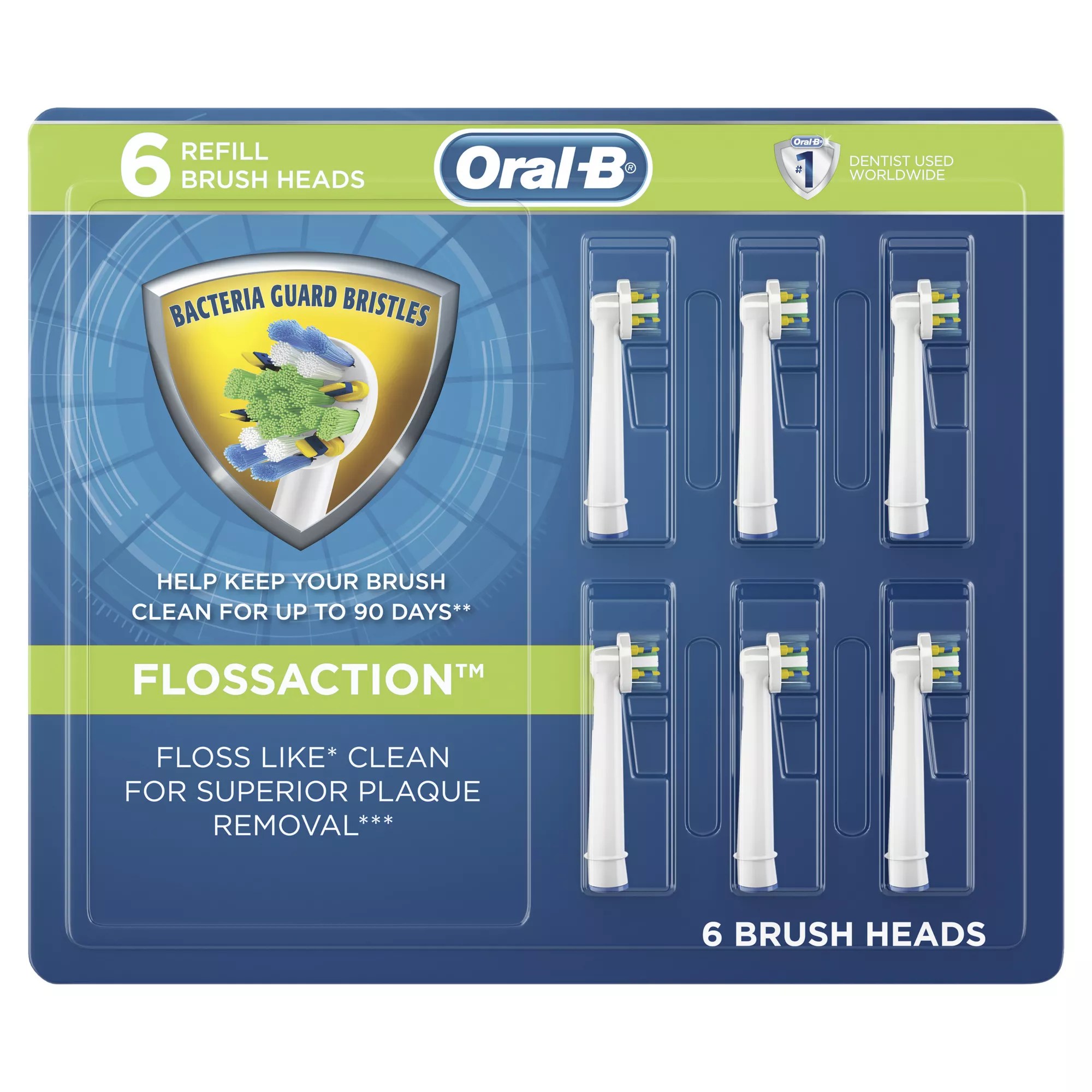 OralB FlossAction Electric Toothbrush Replacement Brush Heads, 6 Ct