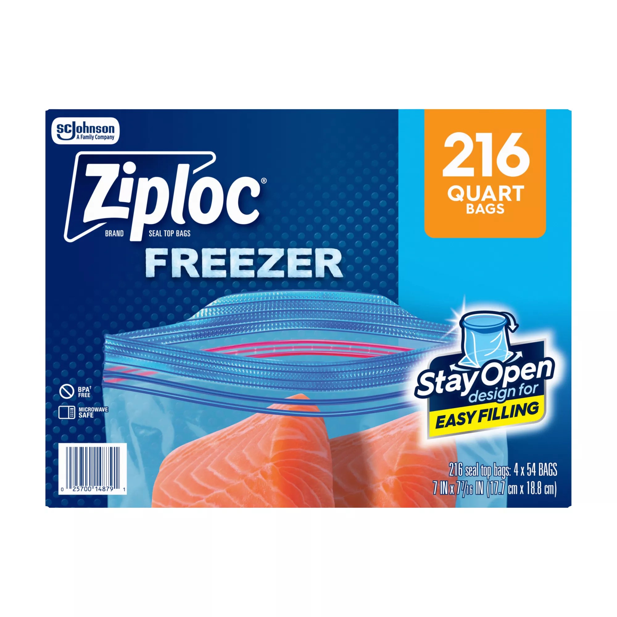 Ziploc Quart Freezer Bags, 216 ct BJ's Wholesale Club
