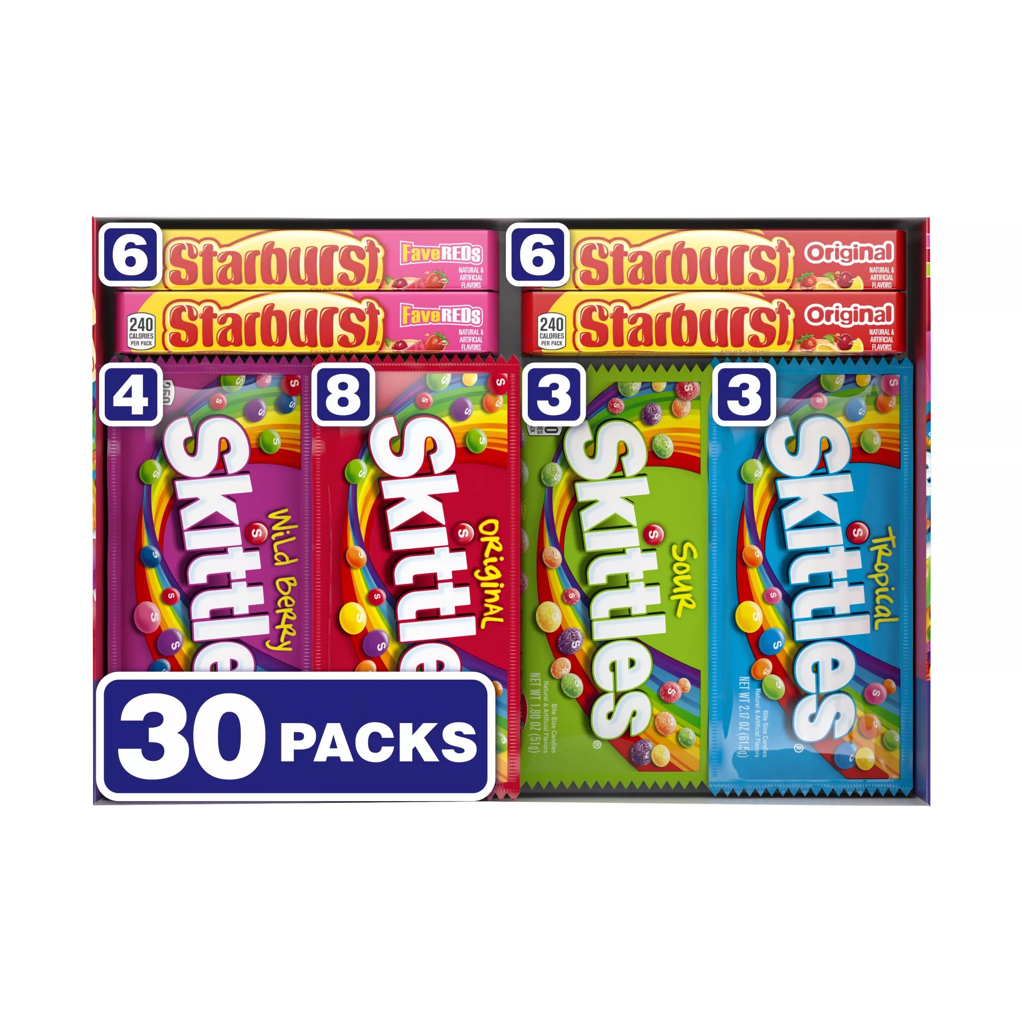 Skittles Starburst Chewy Variety Pack Halloween Candy, 18 Count Box