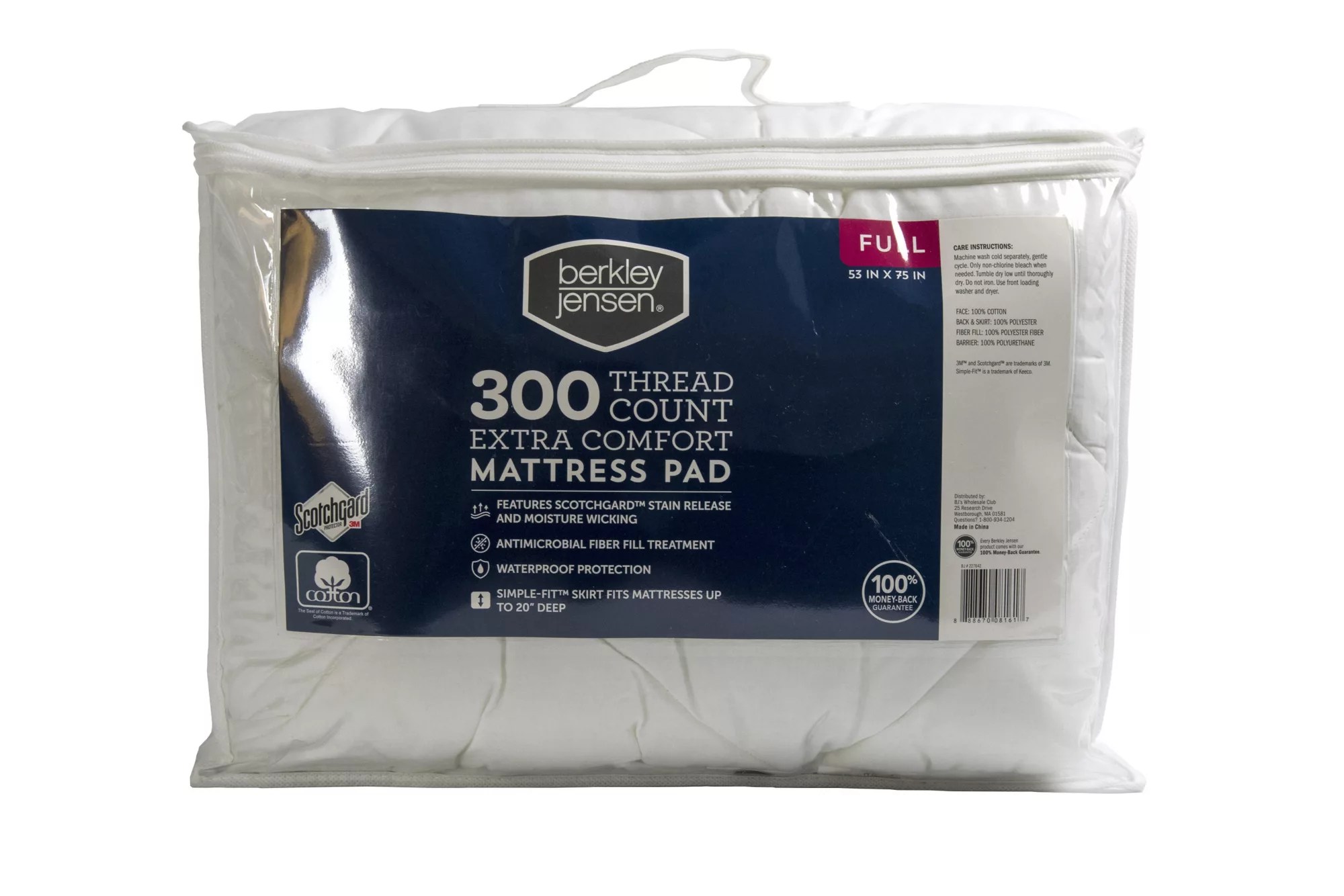 Berkley Jensen Extra Comfort Waterproof FullSize Mattress Pad BJ's